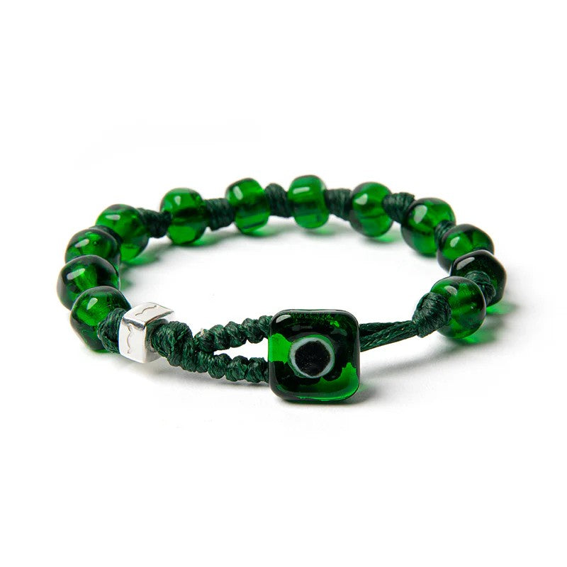 Braccialetto Aua Verde Bosco Vetro Temperato Argento 925