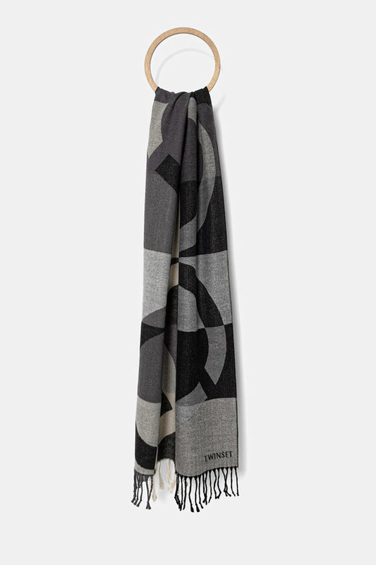 Sciarpa Twinset da donna in tessuto fantasia 85x180 cm, utilizzabile come stola o scialle