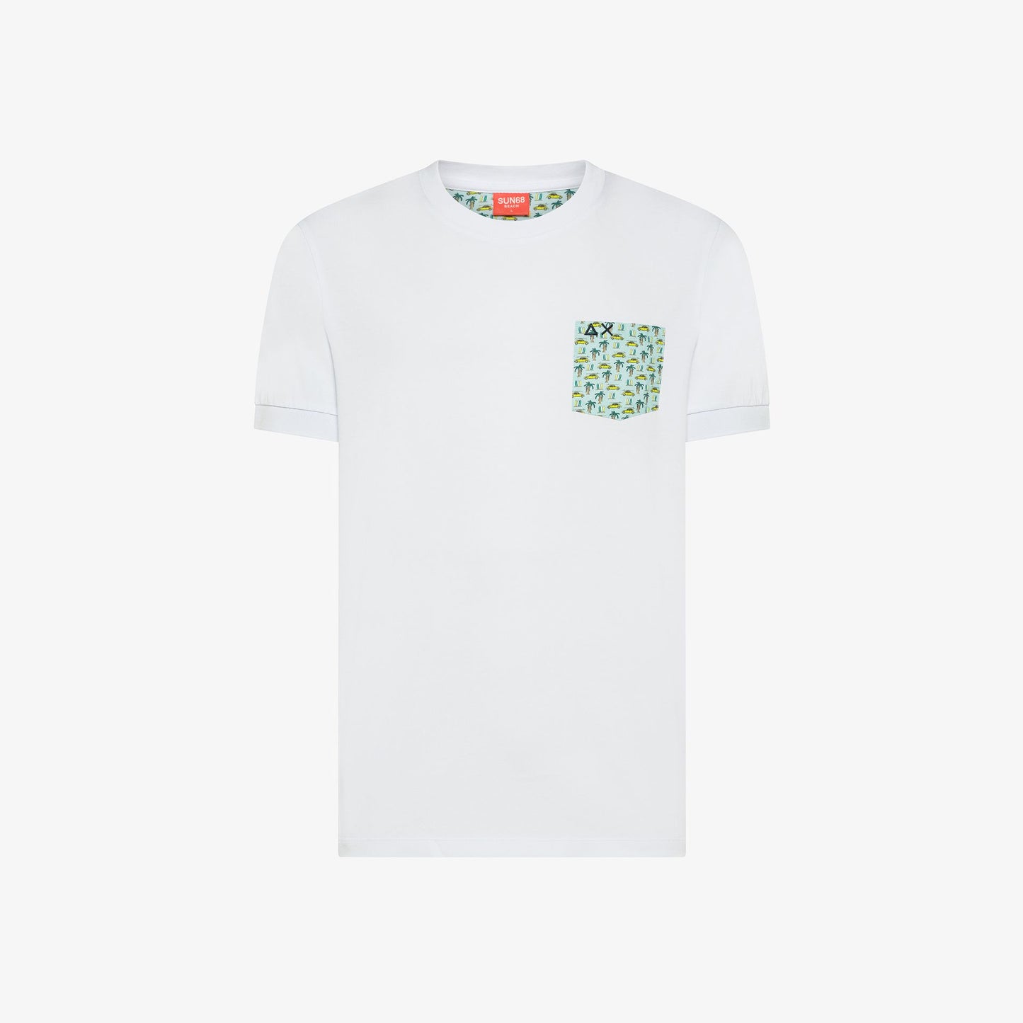 t shirt uomo sun68 bianca taschino azzurro