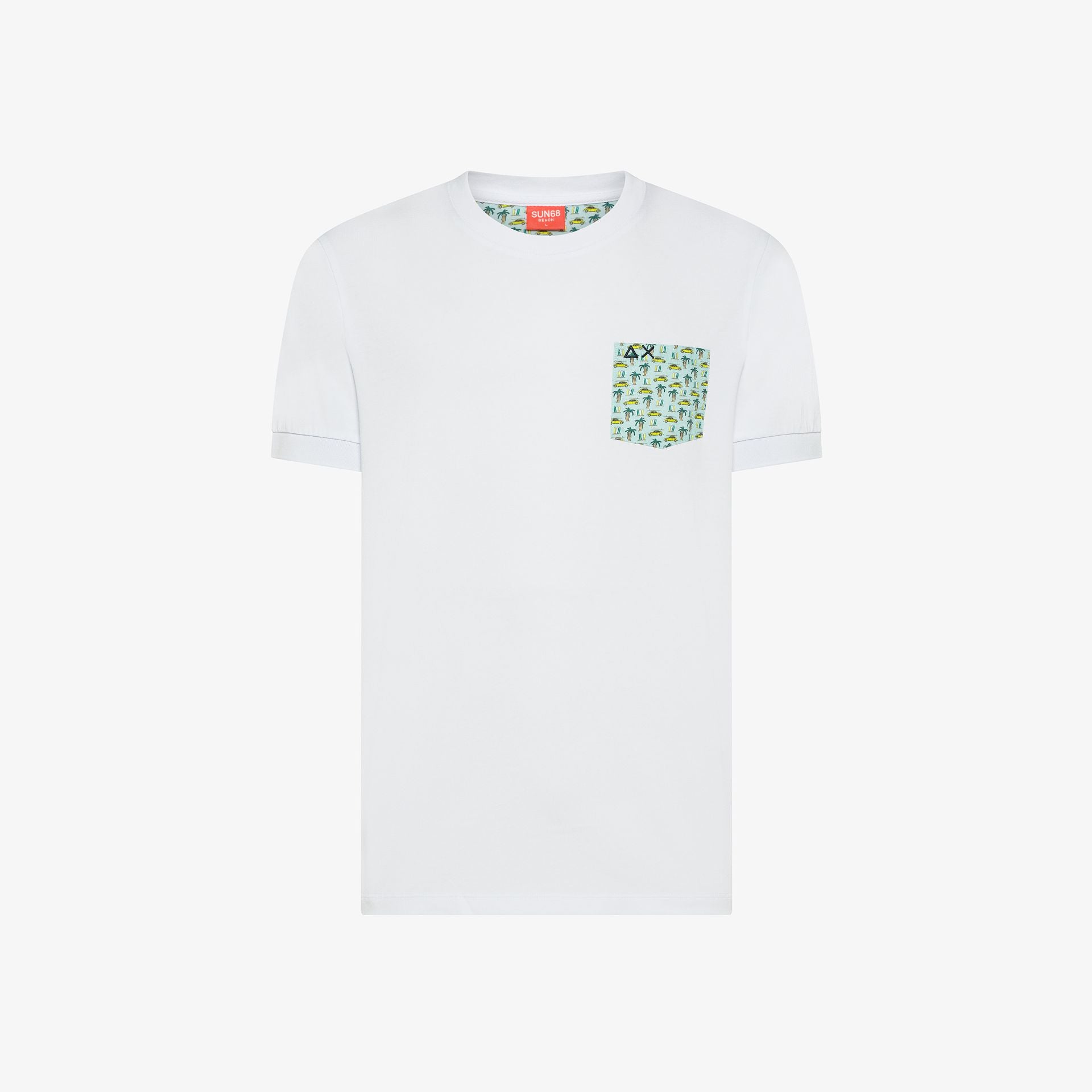 t shirt uomo sun68 bianca taschino azzurro