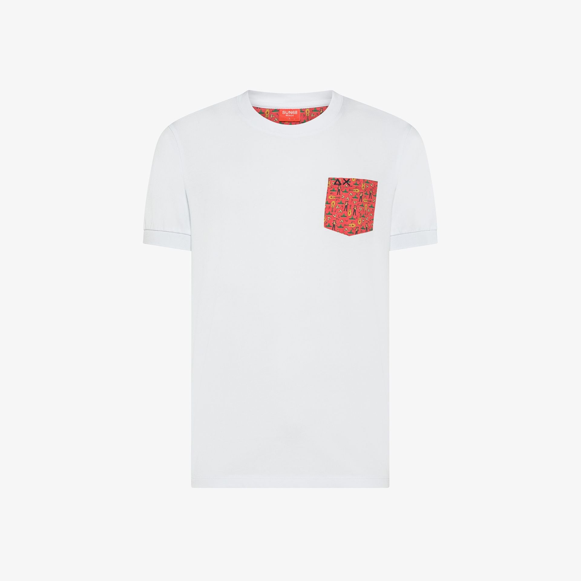 t shirt uomo sun68 bianca taschino rosso