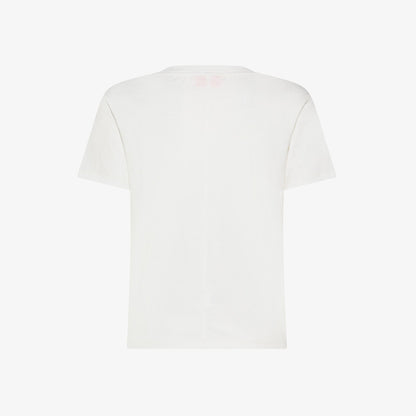 Sun68 women's off-white special dyed cotton t-shirt with neon embroidery