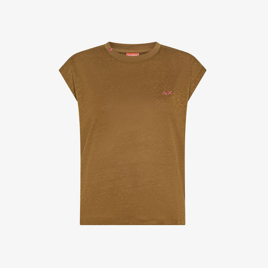 t shirt donna sun68 lino marrone volpe
