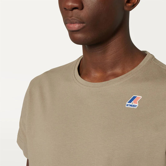 K-WAY T-Shirt unisex in Cotone Pieghevole Unisex beige con Logo - Le vrai Edouard