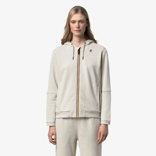 k-way prosper felpa unisex beige con cappuccio full zip fronte