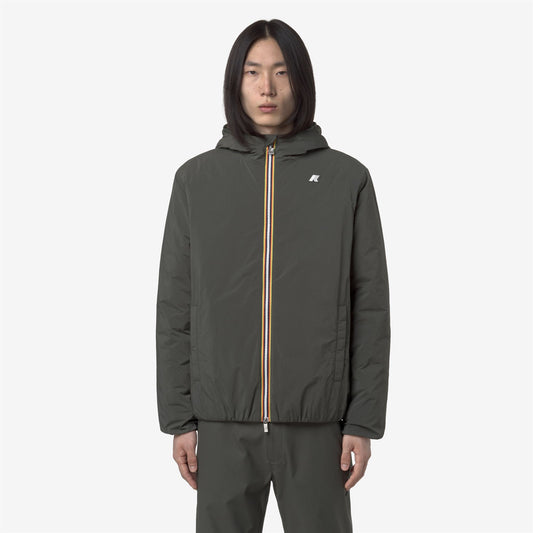 K-WAY JACK PLAIN WARM Green Blackish indossato vista frontale