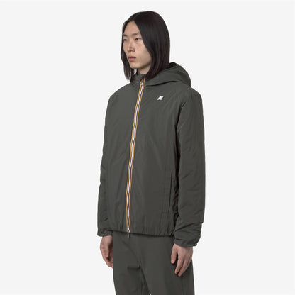 K-WAY JACK PLAIN WARM Green Blackish indossato vista laterale