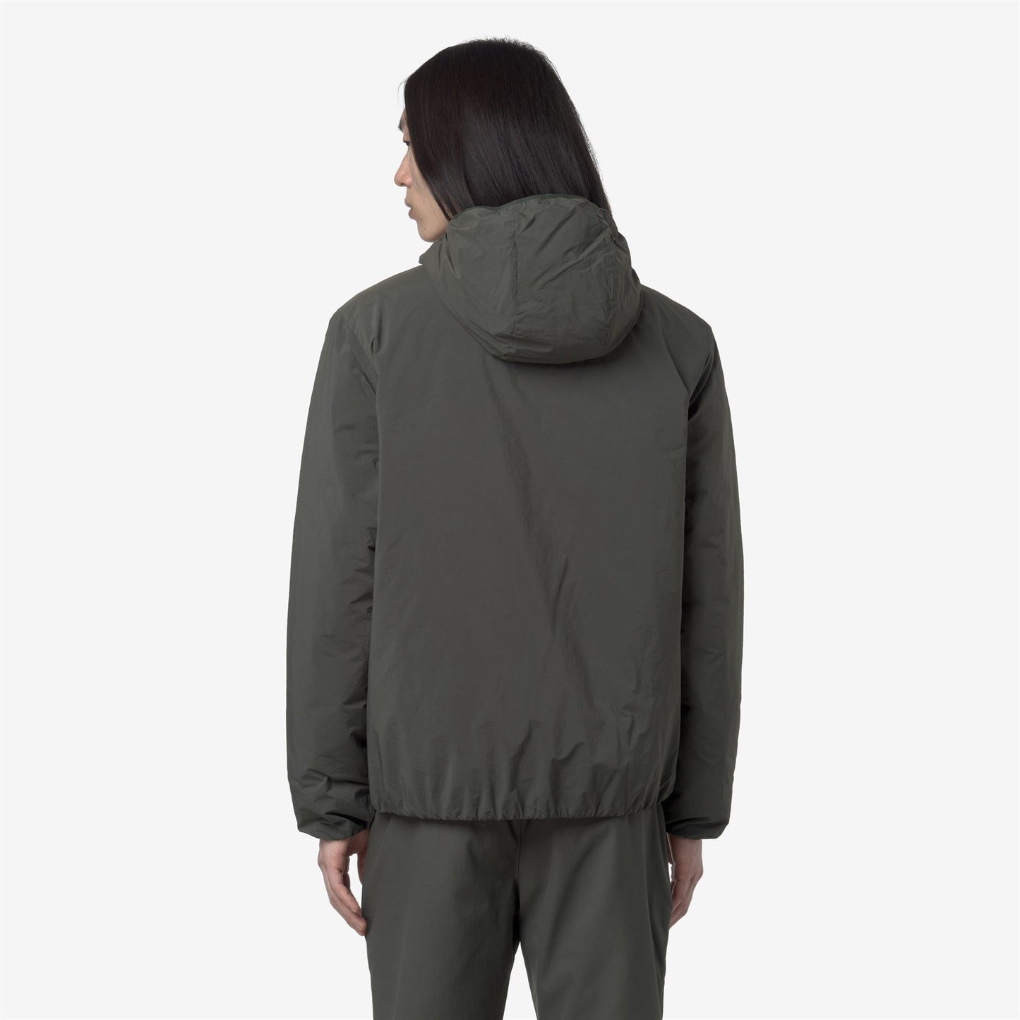 K-WAY JACK PLAIN WARM Green Blackish indossato vista posteriore