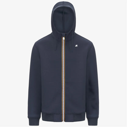 K-WAY Giacca felpa uomo in pile da uomo blu avio con cappuccio regolabile