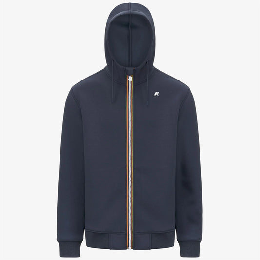 K-WAY Giacca felpa uomo in pile da uomo blu avio con cappuccio regolabile