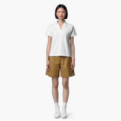k-way polo donna iselie bianca vista posteriore indossata