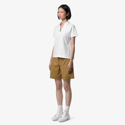 k-way polo donna iselie bianca look completo indossato