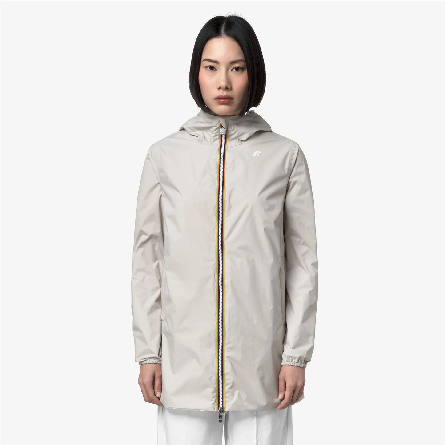 K-Way Sophie Giubbino Donna K7123MW AZJ Giacca Reversibile Impermeabile Media Lunghezza beige/white