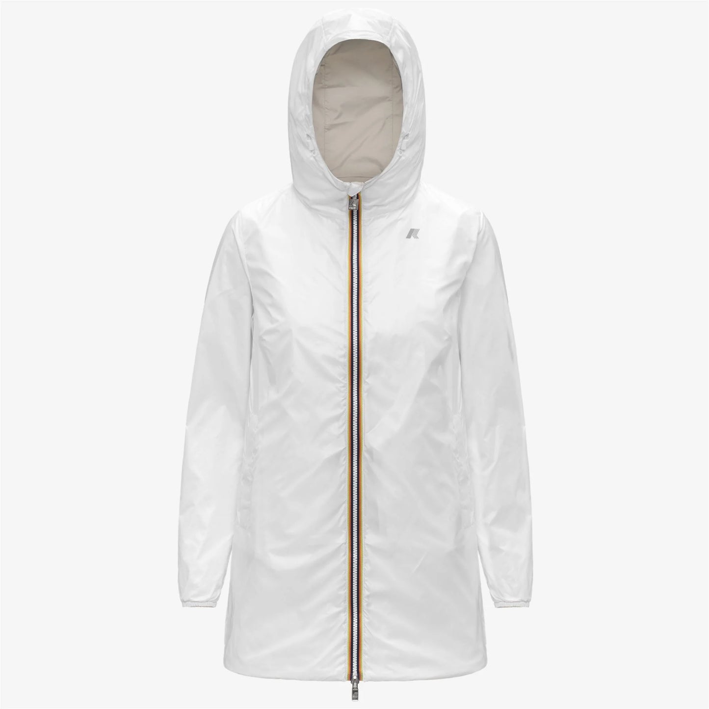 K-Way Sophie Giubbino Donna K7123MW AZJ Giacca Reversibile Impermeabile Media Lunghezza beige/white