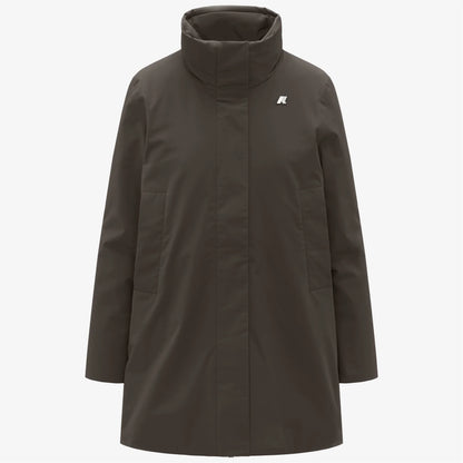 K-WAY Marla Capospalla donna calda di media lunghezza con cappuccio da donna, colore oliva nero. K7125LW XRG