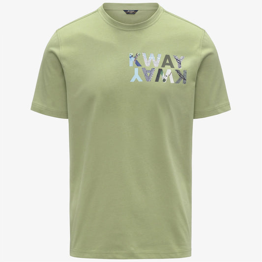 k-way t-shirt uomo odom verde lettering logo vista frontale