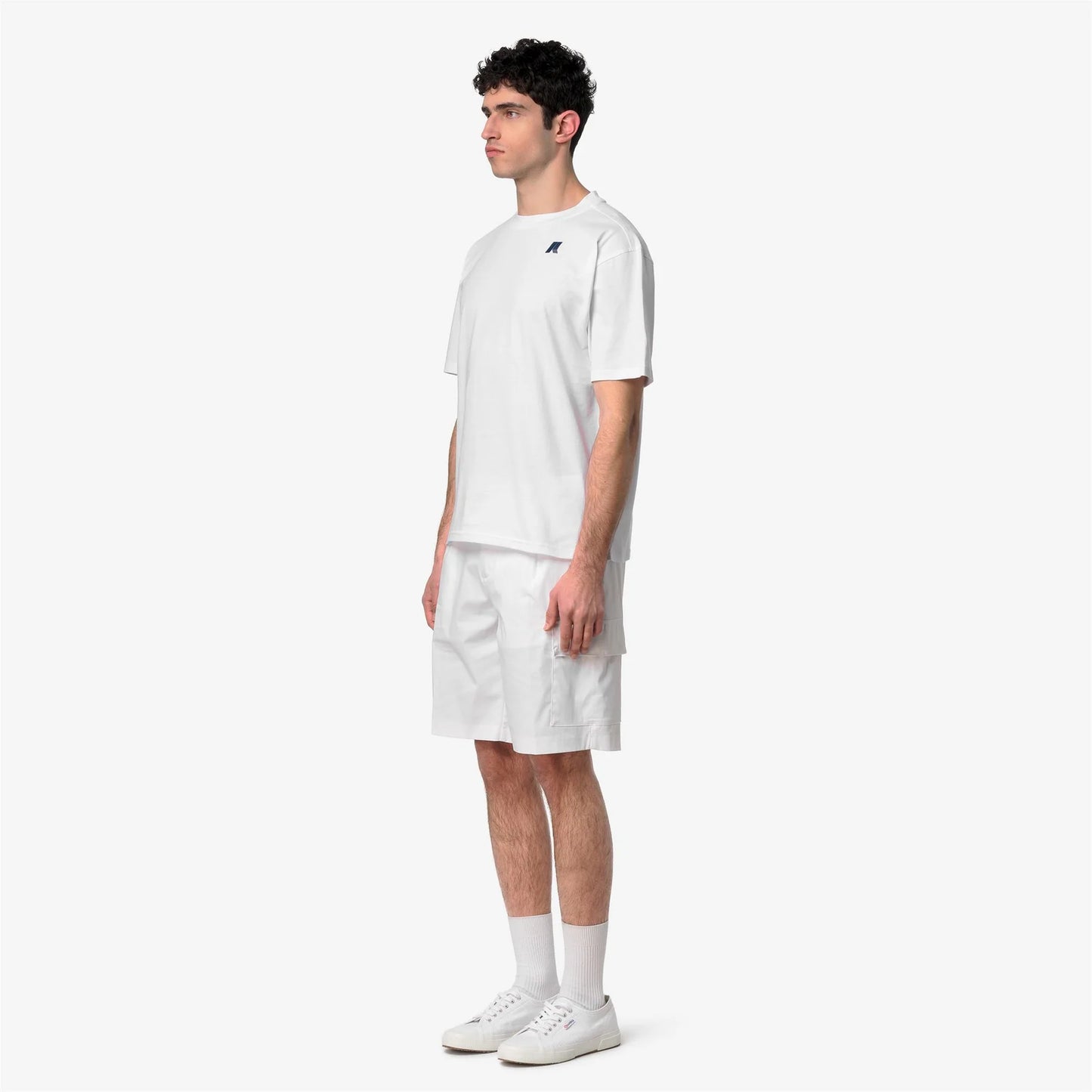 k-way t-shirt uomo solo wave bianca vista laterale