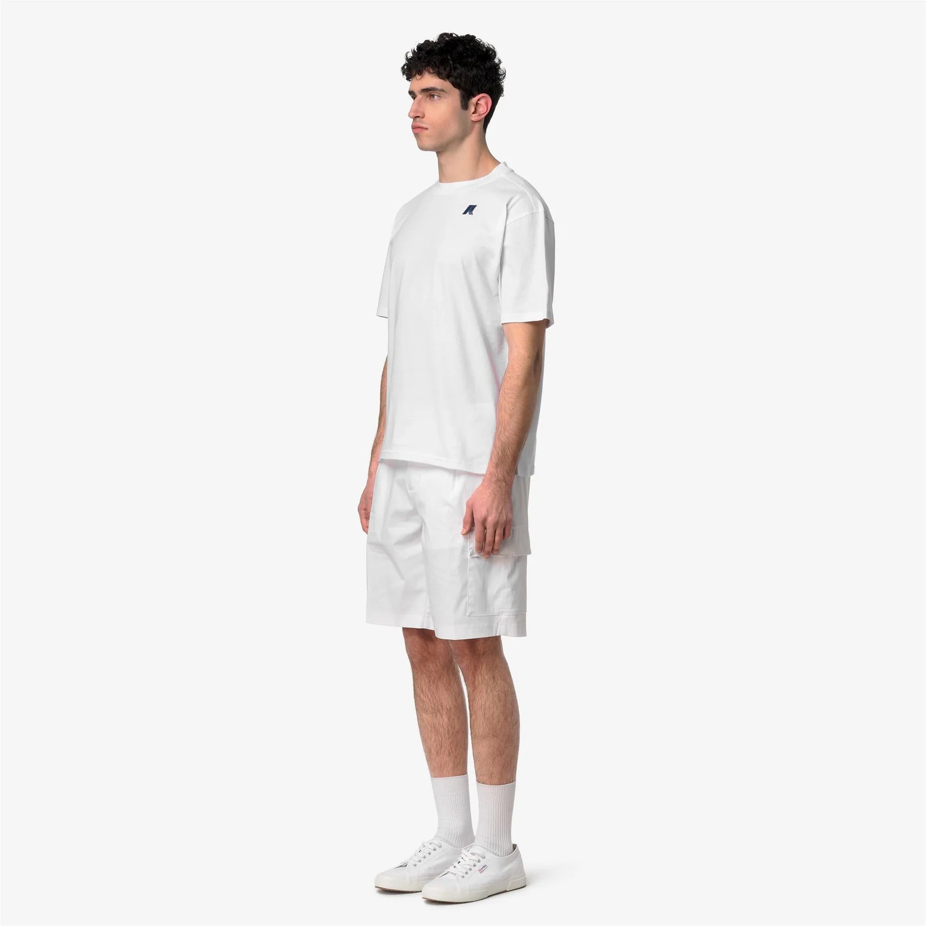 k-way t-shirt uomo solo wave bianca vista laterale