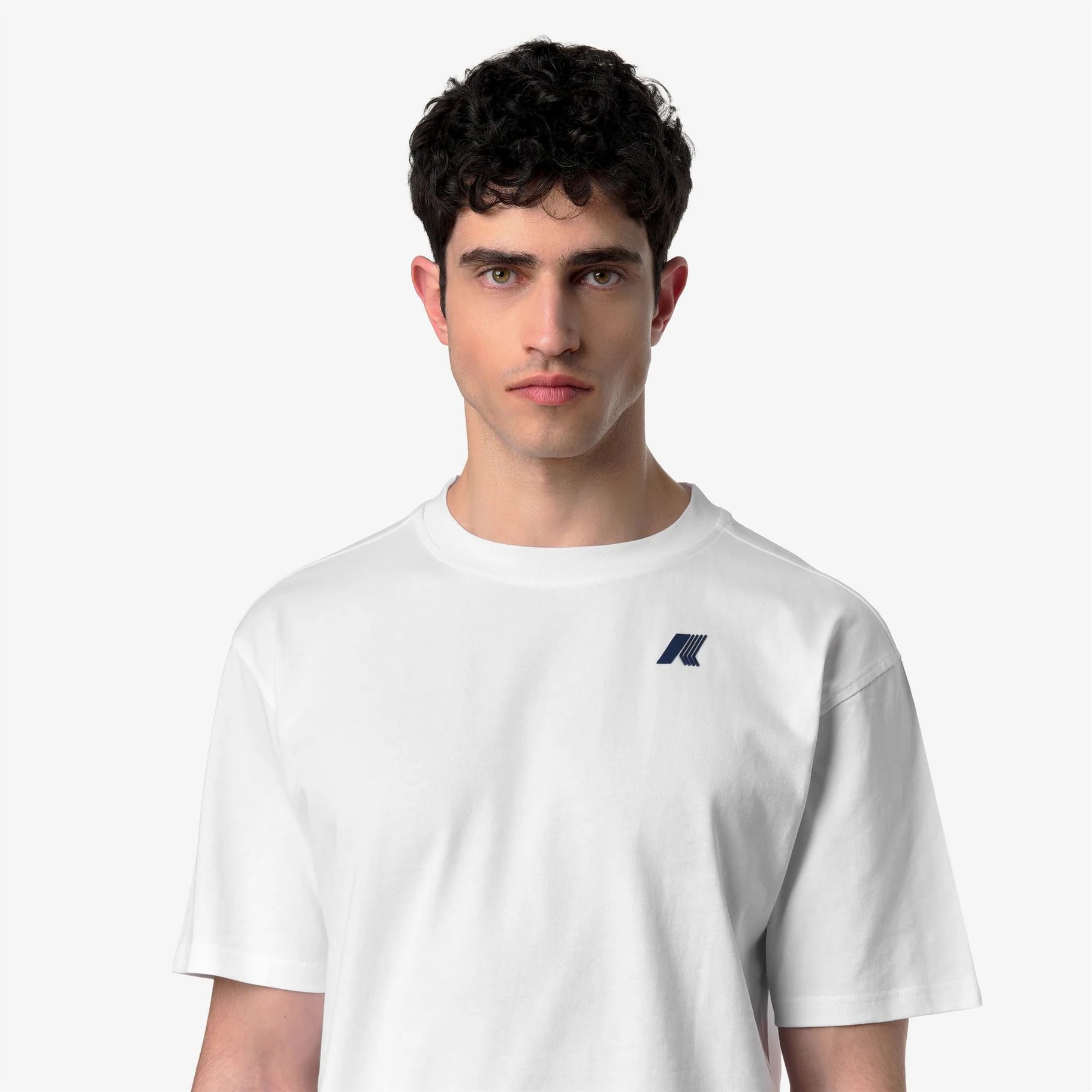 k-way t-shirt uomo solo wave bianca dettaglio logo petto
