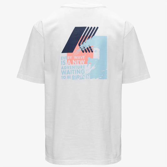 k-way t-shirt uomo solo wave bianca stampa grafica sul retro