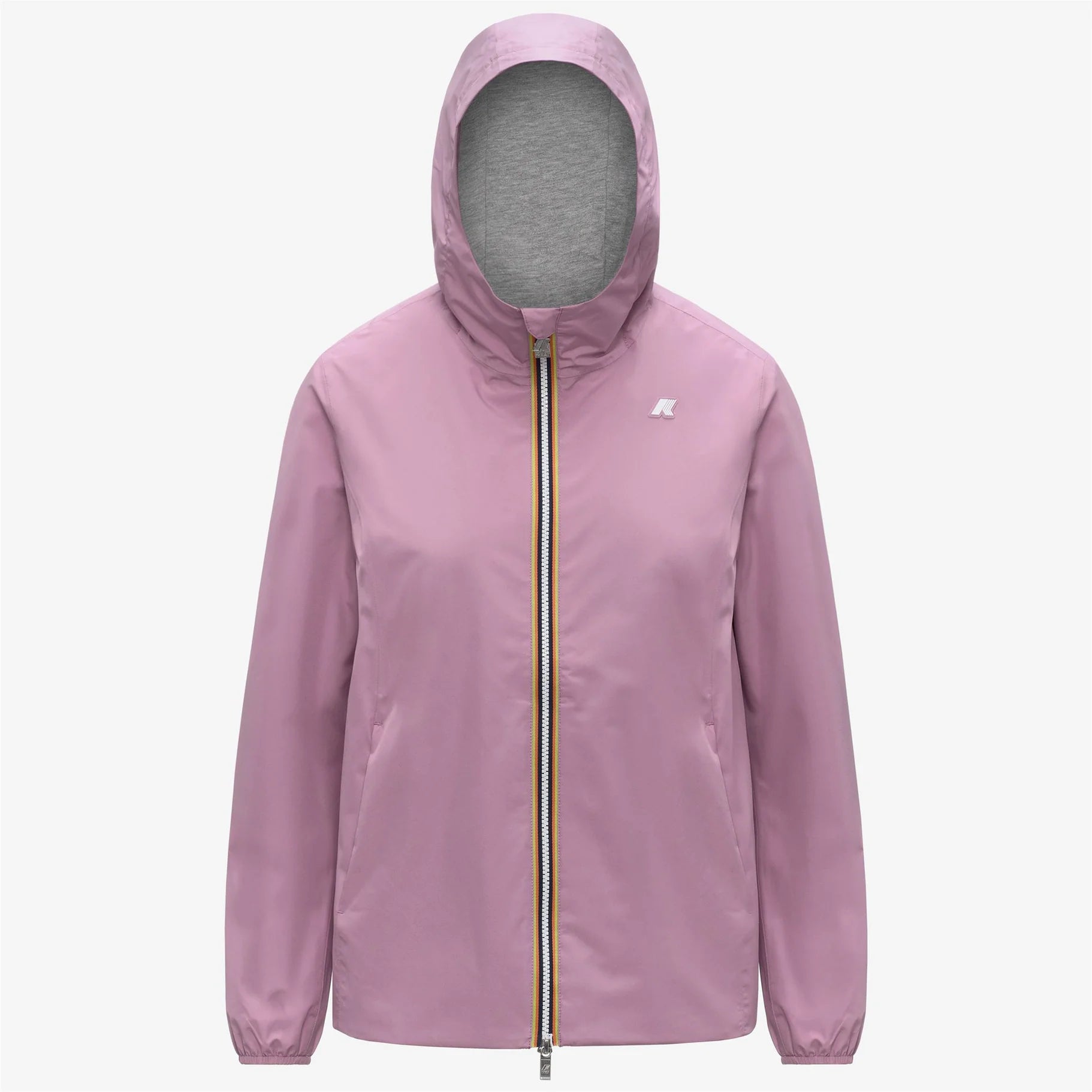 Dettaglio tasca con zip giacca K-Way Marguerite rosa