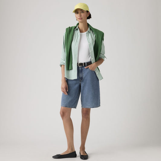 Bermuda Levi’s donna Baggy Dad denim blu oversize vista frontale