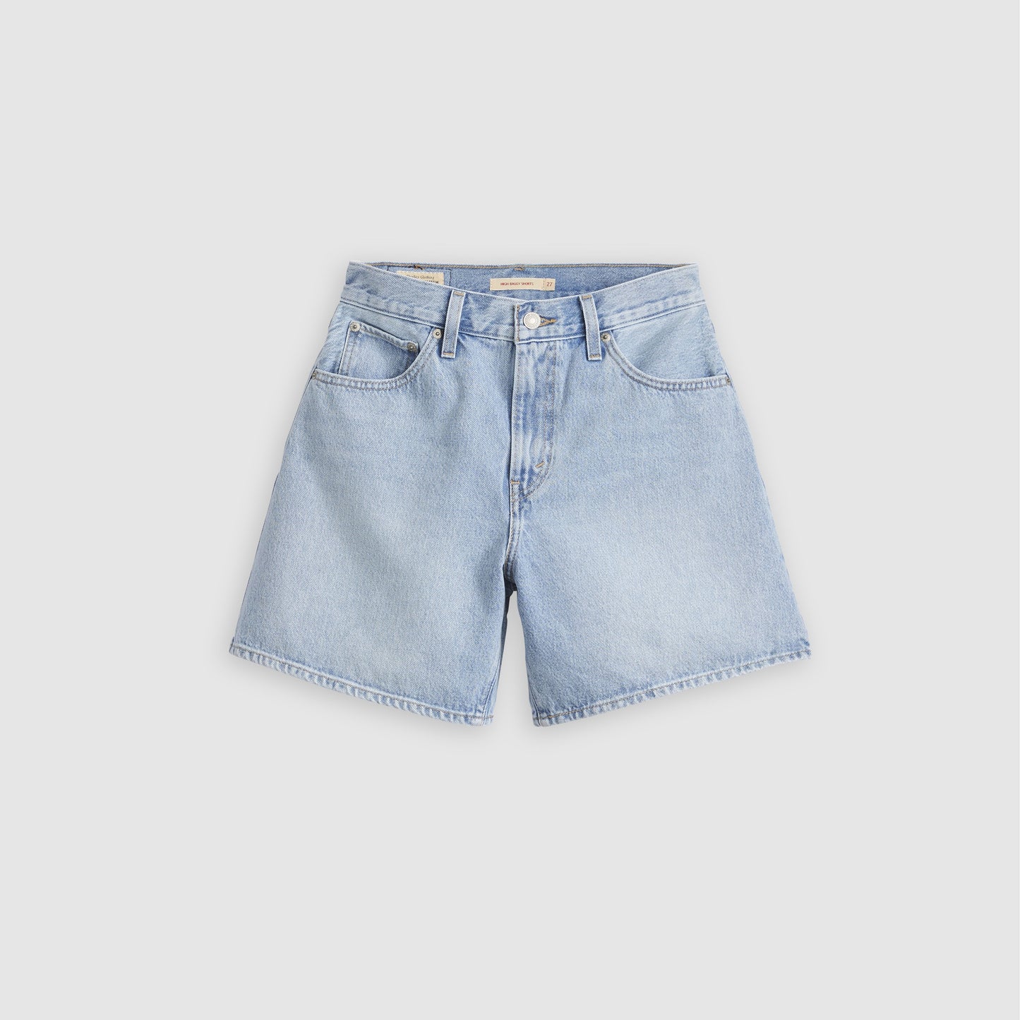 Short Levi’s oversize donna vita alta denim blu vista frontale