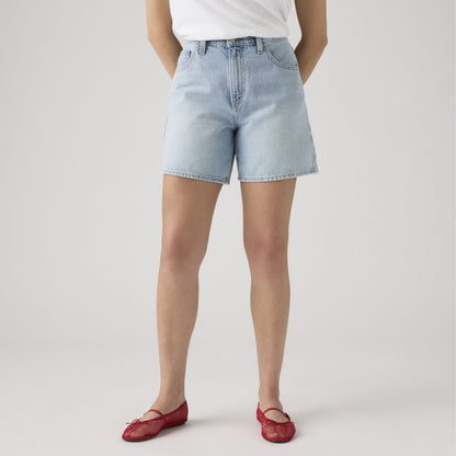 Short Levi’s oversize donna vita alta denim blu vista frontale