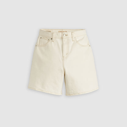 Short Levi’s oversize donna vita alta denim bianco vista frontale