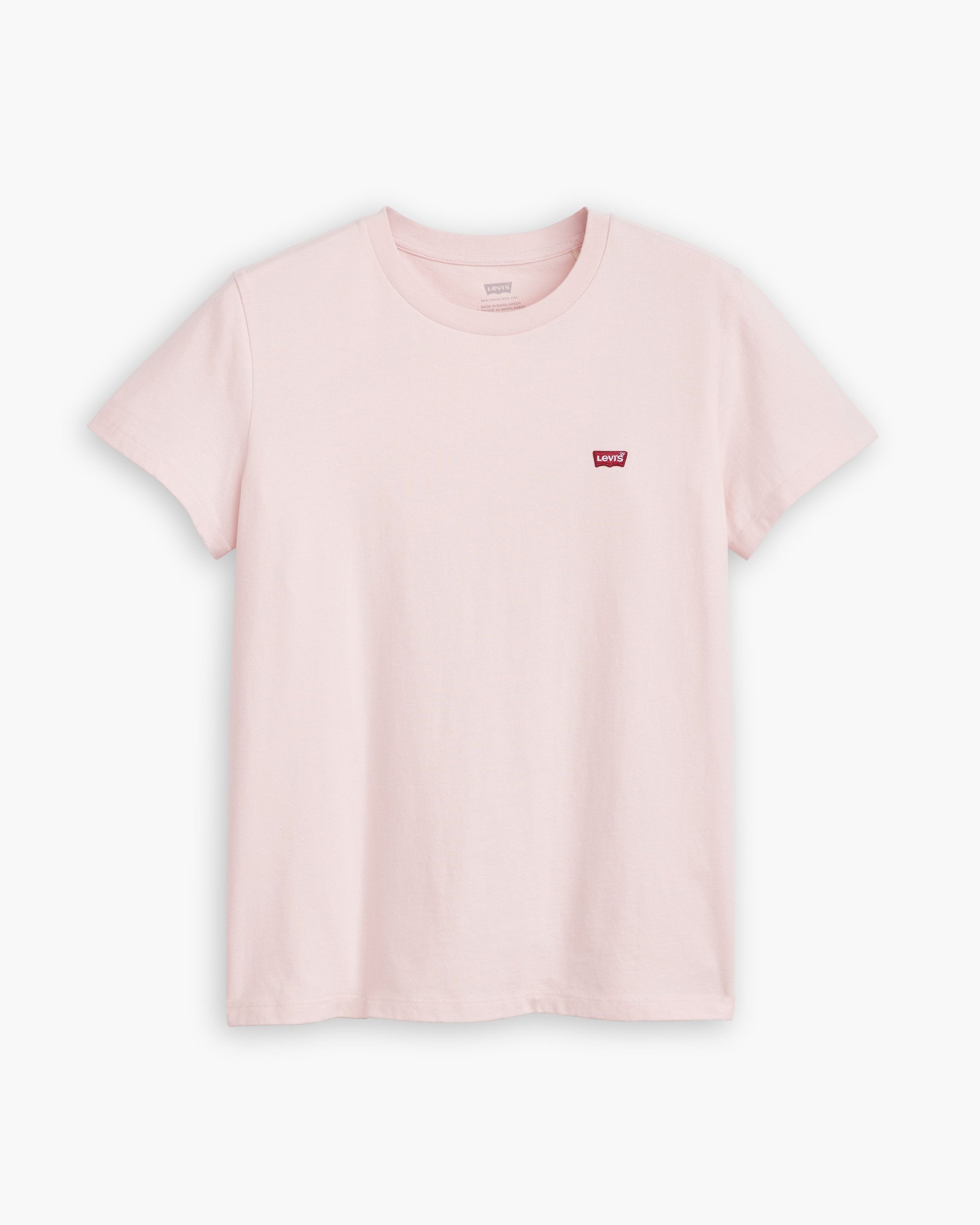 Dettaglio logo Levi’s su T-shirt rosa