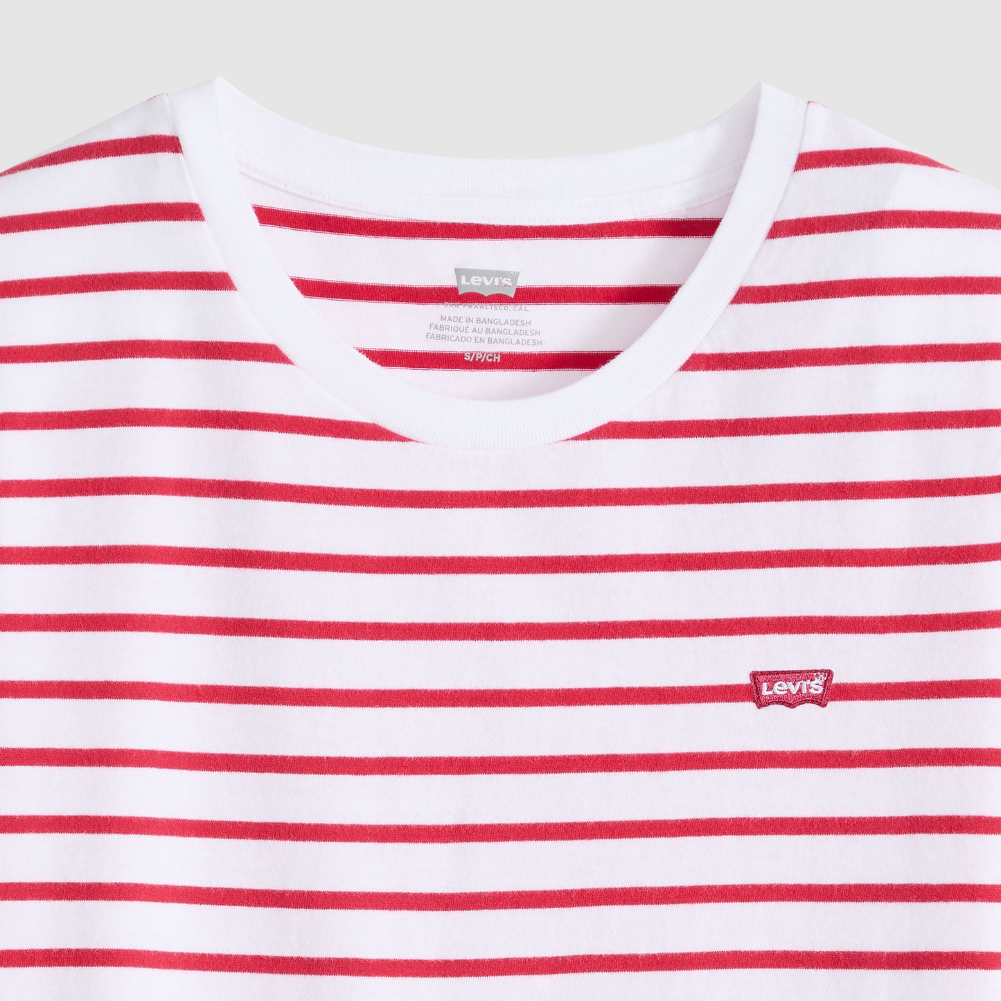 Levi's Women's Perfect Tee Red Striped Cotton Crew Neck T-Shirt