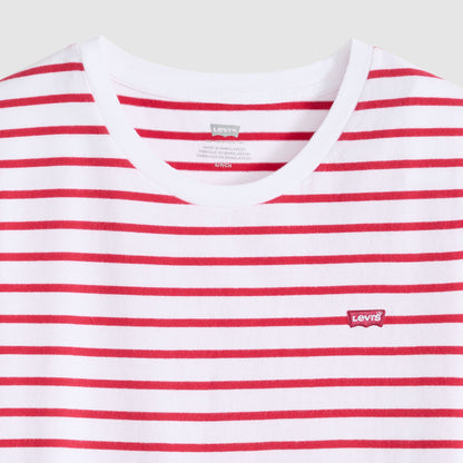 Levi's Women's Perfect Tee Red Striped Cotton Crew Neck T-Shirt