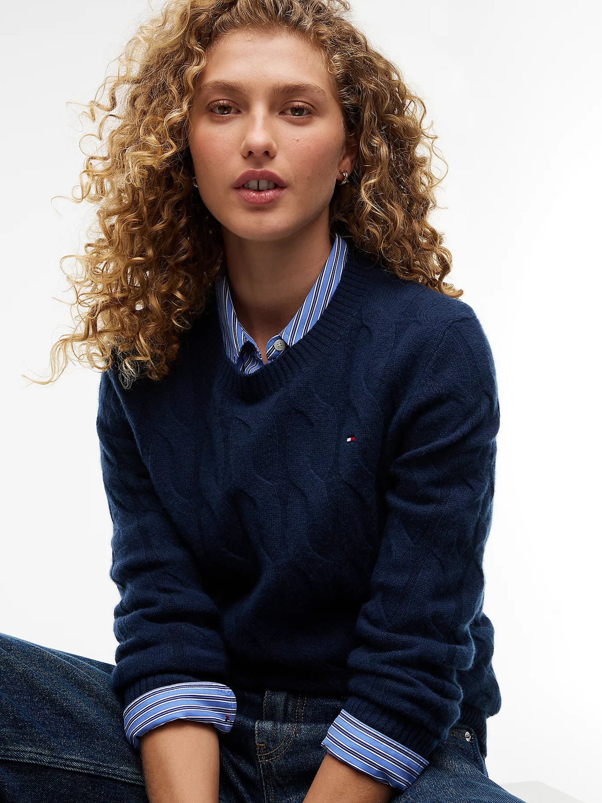 Tommy Hilfiger Maglia donna Pullover in maglia di pura lana intrecciata WW0WW43586C1G - immagine 3