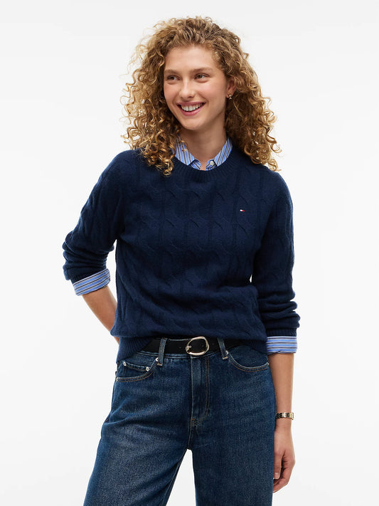 Tommy Hilfiger Maglia donna Pullover in maglia di pura lana intrecciata WW0WW43586C1G - immagine 1