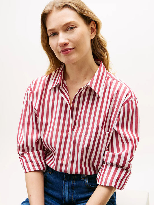 camicia a righe Tommy Hilfiger vestibilità ampia donna