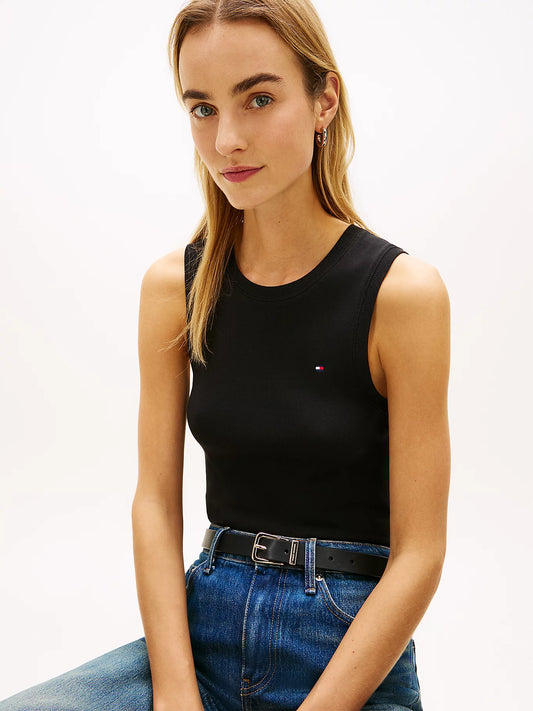 tommy hilfiger canotta donna nera dettaglio logo petto