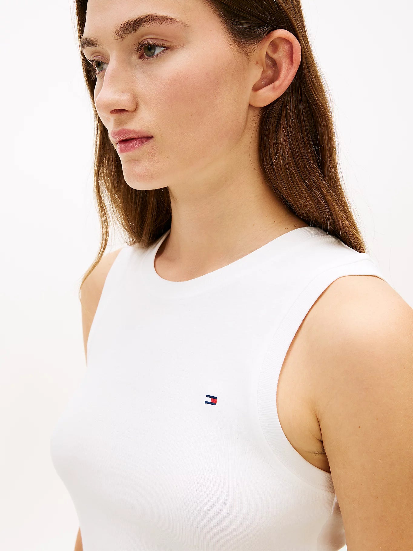 tommy hilfiger canotta donna bianca dettaglio logo petto