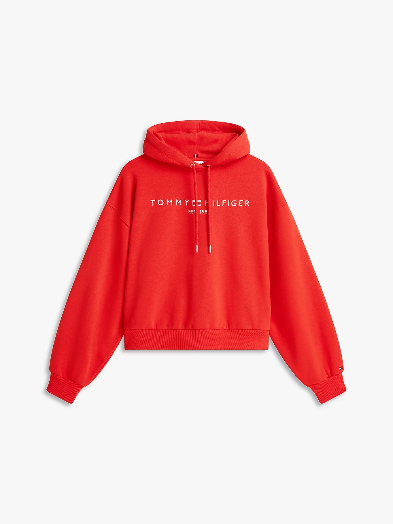 Felpa donna Tommy Hilfiger con cappuccio relaxed fit rossa logo frontale WW0WW47832SNE