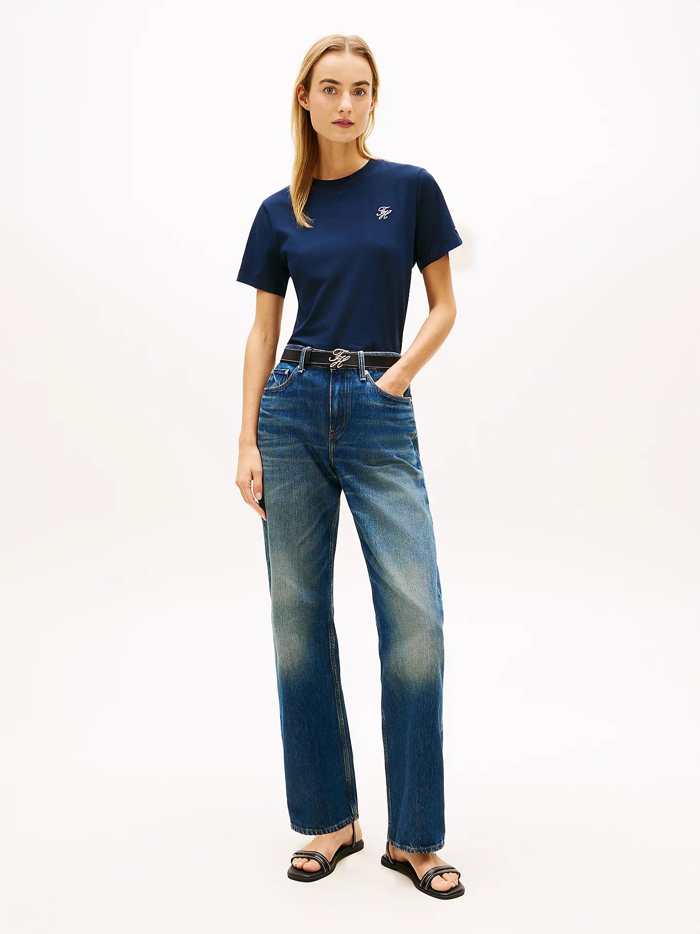 tommy hilfiger t shirt donna blu outfit completo