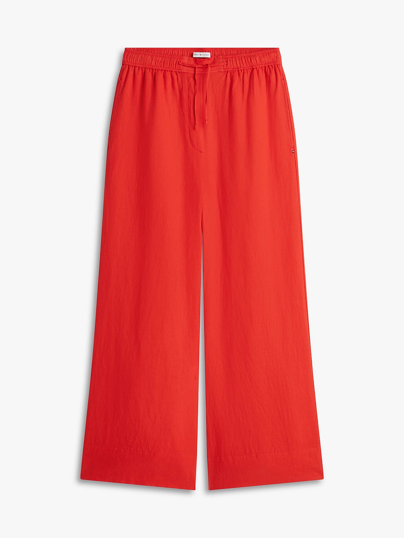 Tommy Hilfiger women's red wide relaxed fit linen trousers WW0WW48970SNE