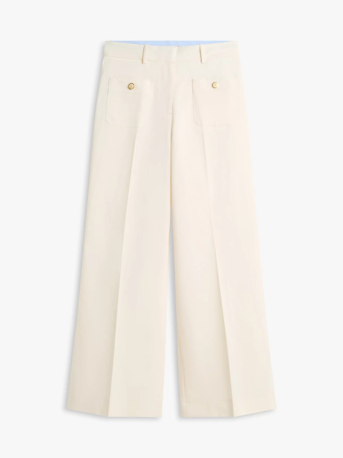 Pantalone donna Tommy Hilfiger chino ampio bianco con bottoni dorati WW0WW49002AEF