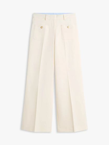 Pantalone donna Tommy Hilfiger chino ampio bianco con bottoni dorati WW0WW49002AEF