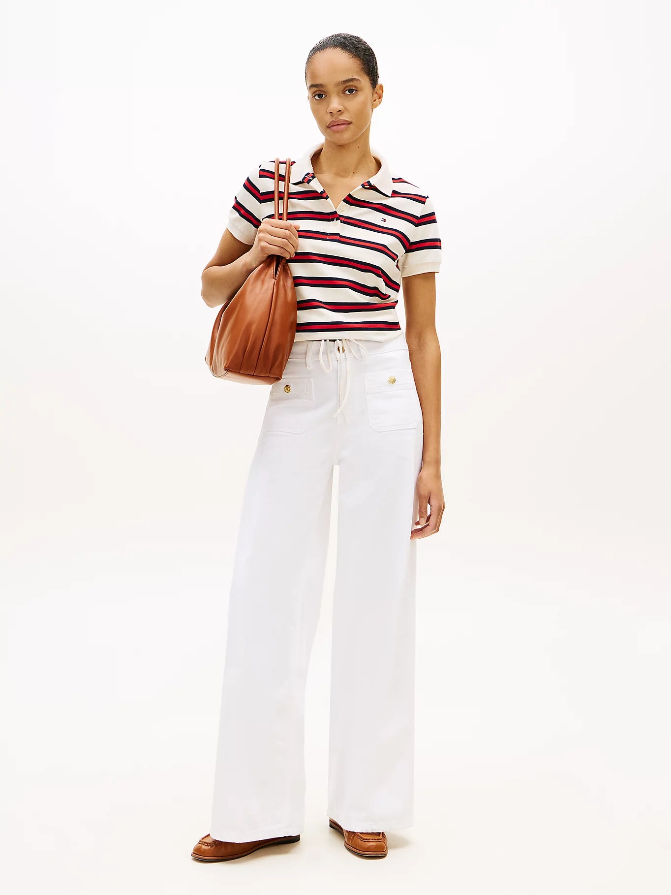 tommy hilfiger polo donna righe outfit completo