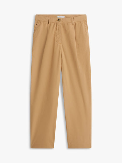 Pantaloni donna Tommy Hilfiger ampi in cotone washed beige  WW0WW49594RBH