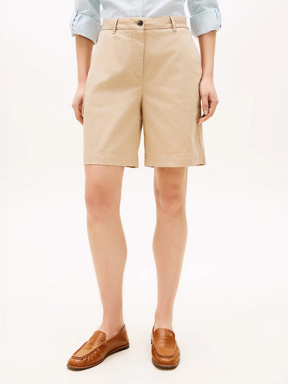 Shorts donna Tommy Hilfiger chino regular fit beige washed WW0WW49648AEG