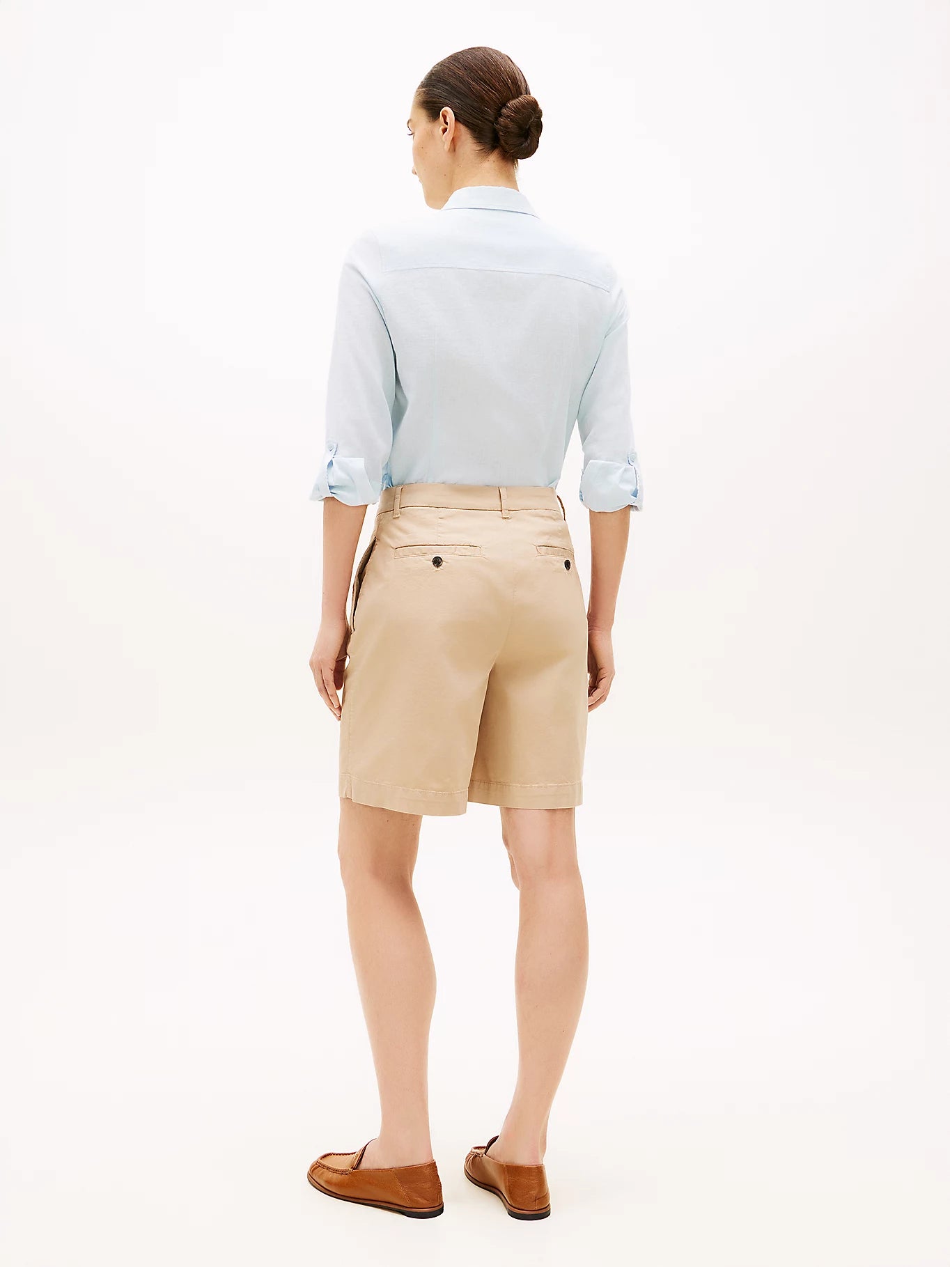 Shorts donna Tommy Hilfiger chino regular fit beige washed WW0WW49648AEG
