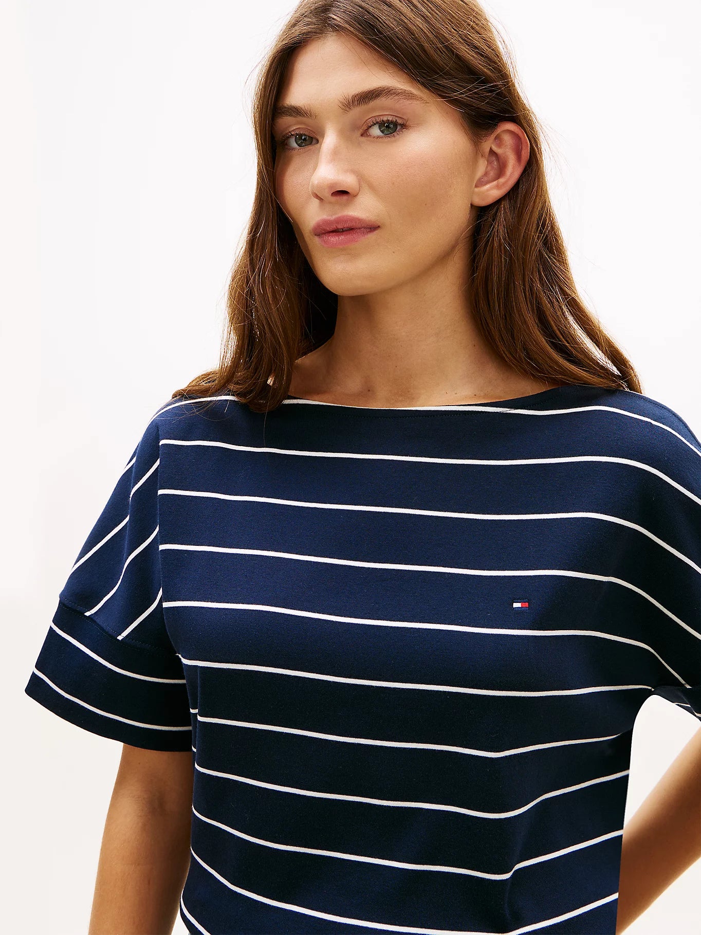 tommy hilfiger t shirt donna righe dettaglio maniche lunghe