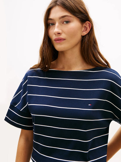 tommy hilfiger t shirt donna righe dettaglio maniche lunghe