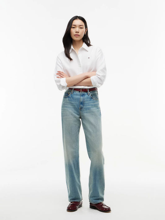 Tommy Hilfiger Jeans Donna Sarah straight fit a vita alta sbiaditi WW0WW514031BA