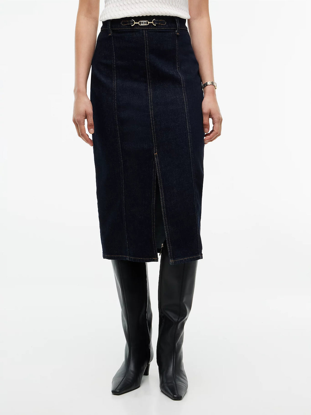 Tommy Hilfiger Gonna Donna midi slim fit in denim con morsetto WW0WW514361AS - immagine 1